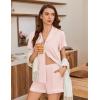 image:imageEkouaer Pajamas for Women Set Button Up Pjs Short Sleeve Ruffle Sleepwear Notch Collar Bride Soft Pj Lounge Sets SXXLPastel Pink