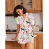 image:imageEkouaer Pajamas for Women Set Button Up Pjs Short Sleeve Ruffle Sleepwear Notch Collar Bride Soft Pj Lounge Sets SXXLPink Leopard