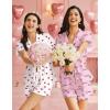 image:imageEkouaer Pajamas for Women Set Button Up Pjs Short Sleeve Ruffle Sleepwear Notch Collar Bride Soft Pj Lounge Sets SXXLPink Love Letter