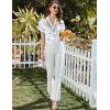 image:imageEkouaer Pajamas for Women Set Button Up Pjs Short Sleeve Ruffle Sleepwear Notch Collar Bride Soft Pj Lounge Sets SXXLWhite Sea Shell