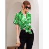 image:imageEkouaer Silk Pajamas for Women Short Sleeve Sleepwear Soft Button Down Loungewear 2 Piece Satin Pjs Shorts SetGreen Leaves