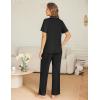 image:imageEkouaer Womens Pajama Sets Button Down Pjs Lounge Sets 2 Piece Short Sleeve Sleepwear Soft Comfy LoungewearBlack