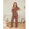 image:imageEkouaer Womens Pajama Sets Button Down Pjs Lounge Sets 2 Piece Short Sleeve Sleepwear Soft Comfy LoungewearBrown