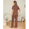 image:imageEkouaer Womens Pajama Sets Button Down Pjs Lounge Sets 2 Piece Short Sleeve Sleepwear Soft Comfy LoungewearBrown