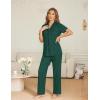 image:imageEkouaer Womens Pajama Sets Button Down Pjs Lounge Sets 2 Piece Short Sleeve Sleepwear Soft Comfy LoungewearDark Green