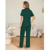 image:imageEkouaer Womens Pajama Sets Button Down Pjs Lounge Sets 2 Piece Short Sleeve Sleepwear Soft Comfy LoungewearDark Green