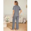 image:imageEkouaer Womens Pajama Sets Button Down Pjs Lounge Sets 2 Piece Short Sleeve Sleepwear Soft Comfy LoungewearGrey