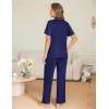image:imageEkouaer Womens Pajama Sets Button Down Pjs Lounge Sets 2 Piece Short Sleeve Sleepwear Soft Comfy LoungewearNavy Blue