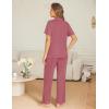 image:imageEkouaer Womens Pajama Sets Button Down Pjs Lounge Sets 2 Piece Short Sleeve Sleepwear Soft Comfy LoungewearOld Rose