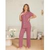 image:imageEkouaer Womens Pajama Sets Button Down Pjs Lounge Sets 2 Piece Short Sleeve Sleepwear Soft Comfy LoungewearOld Rose