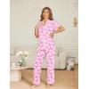 image:imageEkouaer Womens Pajama Sets Button Down Pjs Lounge Sets 2 Piece Short Sleeve Sleepwear Soft Comfy LoungewearPink Bow