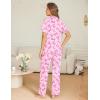 image:imageEkouaer Womens Pajama Sets Button Down Pjs Lounge Sets 2 Piece Short Sleeve Sleepwear Soft Comfy LoungewearPink Bow