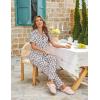 image:imageEkouaer Womens Pajama Sets Button Down Pjs Lounge Sets 2 Piece Short Sleeve Sleepwear Soft Comfy LoungewearPink and White Leopard