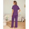image:imageEkouaer Womens Pajama Sets Button Down Pjs Lounge Sets 2 Piece Short Sleeve Sleepwear Soft Comfy LoungewearPurple