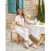 image:imageEkouaer Womens Pajama Sets Button Down Pjs Lounge Sets 2 Piece Short Sleeve Sleepwear Soft Comfy LoungewearWhite