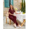 image:imageEkouaer Womens Pajama Sets Button Down Pjs Lounge Sets 2 Piece Short Sleeve Sleepwear Soft Comfy LoungewearWine Red