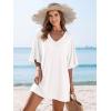 image:imageEkouaer Womens Sleepshirt Deep V Neck Nightgown Batwing Nightshirt Oversized SleepwearWhite