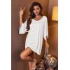 image:imageEkouaer Womens Sleepshirt Deep V Neck Nightgown Batwing Nightshirt Oversized SleepwearWhite