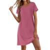 image:imageEkouaer Bamboo Viscose Sleep Shirts for Women Soft Nightgowns Short Sleeve Ruffled Night Shirts with Chest Pocket S3XLDeep Pink