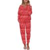 image:imageEkouaer Pajamas Womens Waffle Knit Sleepwear Long Sleeve Top with Pants Casual Pjs Loungewear Set SXXLChristmas