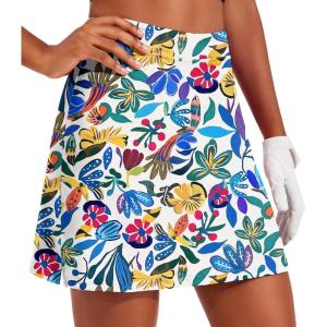 image:imageEkouaer 16 Golf Skorts for Woman with Inner Pockets Silicone Grippers Tennis Skirt Quick Dry Athletic Pickleball SkortNature Floral