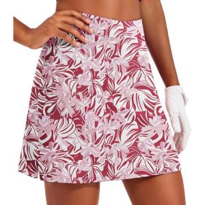 image:imageEkouaer 16 Golf Skorts for Woman with Inner Pockets Silicone Grippers Tennis Skirt Quick Dry Athletic Pickleball SkortPink Floral