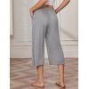 image:imageEkouaer 3 Pack Women Capri Pajama Pants 2026 Ruffle hem Lounge Pants Drawstring Pj Bottoms with PocketsBlack  Dark Heather Grey  Light Heather Gray