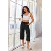 image:imageEkouaer 3 Pack Women Capri Pajama Pants 2026 Ruffle hem Lounge Pants Drawstring Pj Bottoms with PocketsBlack  Dark Heather Grey  Light Heather Gray