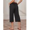 image:imageEkouaer 3 Pack Women Capri Pajama Pants 2026 Ruffle hem Lounge Pants Drawstring Pj Bottoms with PocketsBlack  Dark Navy  Dark Grey