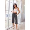 image:imageEkouaer 3 Pack Women Capri Pajama Pants 2026 Ruffle hem Lounge Pants Drawstring Pj Bottoms with PocketsBlack  Dark Navy  Dark Grey