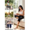 image:imageEkouaer 3 Pack Women Capri Pajama Pants 2026 Ruffle hem Lounge Pants Drawstring Pj Bottoms with PocketsBlack  Dark Navy  Dark Grey