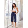 image:imageEkouaer 3 Pack Women Capri Pajama Pants 2026 Ruffle hem Lounge Pants Drawstring Pj Bottoms with PocketsBlack  Dark Navy  Grey Star