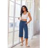 image:imageEkouaer 3 Pack Women Capri Pajama Pants 2026 Ruffle hem Lounge Pants Drawstring Pj Bottoms with PocketsBlack  Navy Blue  Light Heather Gray