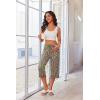 image:imageEkouaer 3 Pack Women Capri Pajama Pants 2026 Ruffle hem Lounge Pants Drawstring Pj Bottoms with PocketsDark Heather Grey  Black Polka Dot  Khaki Leopard