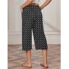 image:imageEkouaer 3 Pack Women Capri Pajama Pants 2026 Ruffle hem Lounge Pants Drawstring Pj Bottoms with PocketsDark Heather Grey  Black Polka Dot  Khaki Leopard