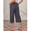 image:imageEkouaer 3 Pack Women Capri Pajama Pants 2026 Ruffle hem Lounge Pants Drawstring Pj Bottoms with PocketsNavy  Dark Grey  Black Flower