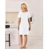 image:imageEkouaer Cotton Nightgowns for Women Pleated Sleep Shirts Short Sleeve Night Shirt Lace Trim Sleep Dress Ladies GownWhite