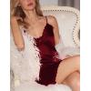 image:imageEkouaer Nightgown Satin Lingerie Sleeveless Sleep Dress Babydoll Nightie Slip ChemiseWine Red 2