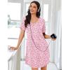 image:imageEkouaer Nightgowns for Women Bamboo Viscose Sleep Shirts Short Sleeve Night Shirts Casual Sleep Dress Soft SleepwearPink Floral