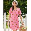 image:imageEkouaer Nightgowns for Women Bamboo Viscose Sleep Shirts Short Sleeve Night Shirts Casual Sleep Dress Soft SleepwearPink Strawberry