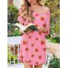 image:imageEkouaer Nightgowns for Women Bamboo Viscose Sleep Shirts Short Sleeve Night Shirts Casual Sleep Dress Soft SleepwearPink Strawberry