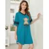 image:imageEkouaer Nightgowns for Women Cotton Night Gown Short Sleeve Sleepwear V Neck Color Block Sleep Shirts Ladies Night ShirtsCteddy Blue
