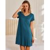 image:imageEkouaer Nightgowns for Women Short Sleeve Sleepshirt V Neck Short Nightshirt Pullover Soft Ruffled Sleepwear SXXXLBlue Green