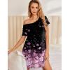 image:imageEkouaer Nightgowns for Women Short Sleeve Sleepshirt V Neck Short Nightshirt Pullover Soft Ruffled Sleepwear SXXXLCherry Blossoms