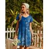 image:imageEkouaer Nightgowns for Women Short Sleeve Sleepshirt V Neck Short Nightshirt Pullover Soft Ruffled Sleepwear SXXXLEthnic Print Blue