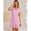 image:imageEkouaer Nightgowns for Women Short Sleeve Sleepshirt V Neck Short Nightshirt Pullover Soft Ruffled Sleepwear SXXXLPink Florals