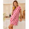 image:imageEkouaer Nightgowns for Women Short Sleeve Sleepshirt V Neck Short Nightshirt Pullover Soft Ruffled Sleepwear SXXXLPink Strawberry