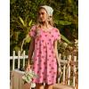 image:imageEkouaer Nightgowns for Women Short Sleeve Sleepshirt V Neck Short Nightshirt Pullover Soft Ruffled Sleepwear SXXXLPink Strawberry