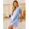 image:imageEkouaer Nightgowns for Women Short Sleeve Sleepshirt V Neck Short Nightshirt Pullover Soft Ruffled Sleepwear SXXXLPurple Tie Dye