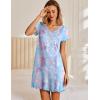 image:imageEkouaer Nightgowns for Women Short Sleeve Sleepshirt V Neck Short Nightshirt Pullover Soft Ruffled Sleepwear SXXXLPurple Tie Dye